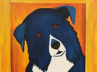 Blue FlyDog Puzzled (Border Collie), 20"x16"