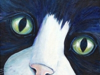 Tuxedo 2 (Black and White Cat) 24"x12"
