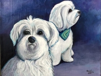 Izzy and Jeremiah (Maltese), 11"x14"