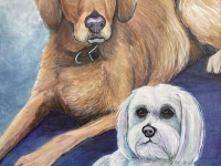 Jake (Golden Retriever) and Sam (Havanese), 14"x11"