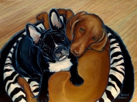 Spike and Dude (French Bulldog and Vizsla), 11x14